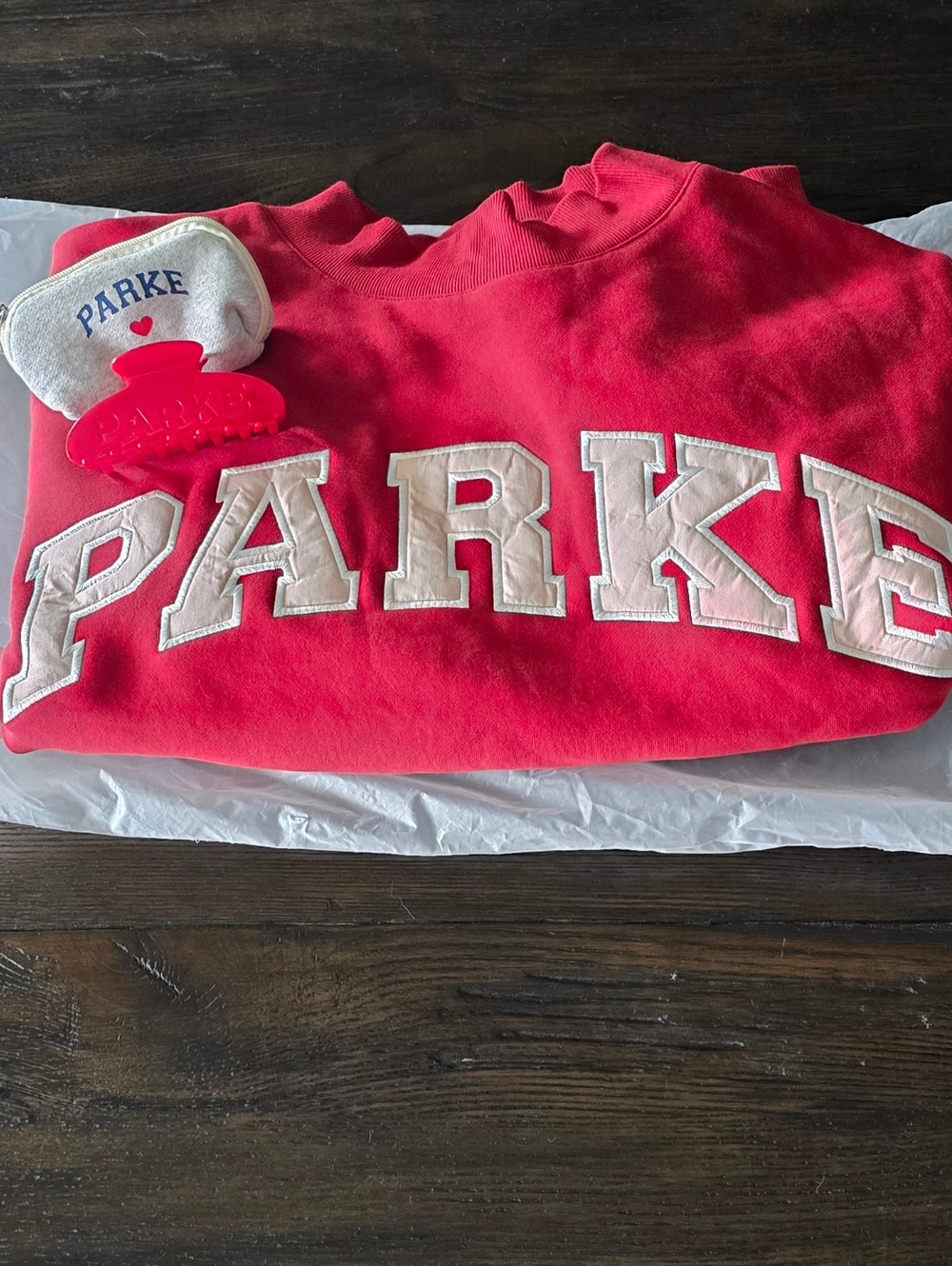 New PARKE Crimson/Peony Mockneck L/XL w Claw Clip 💙SOLD OUT EVERYWHERE💙